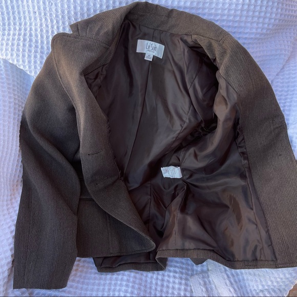 Le Suit Petite Size:4P Brown Short Blazer - Picture 9 of 12